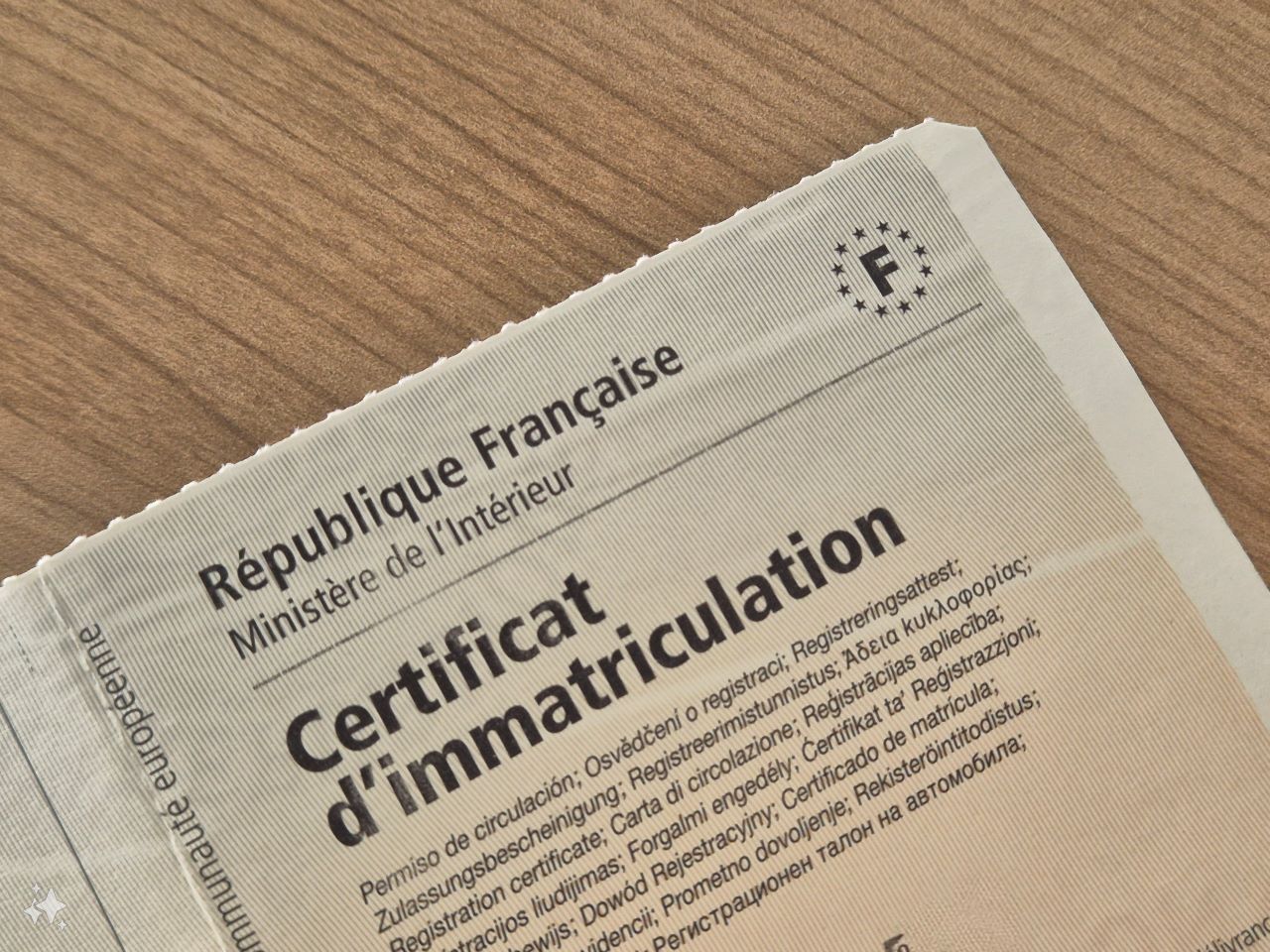 Certificat d'immatriculation (carte grise)
